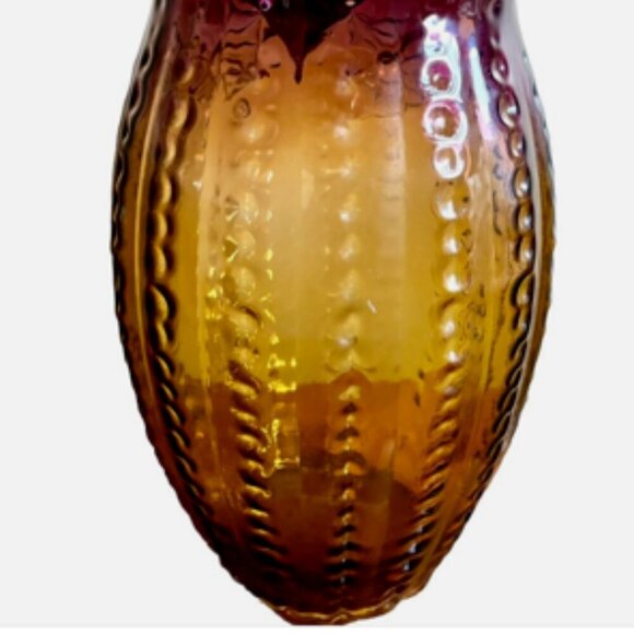 Pier 1 Art Verre Artisanal Owl Glass Vase 13" Owl Amber & Amethyst Ombre - Picture 4 of 5